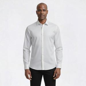 Mens Bill Blass Textured Stripe Modern Fit Dress Shirt - White alternate view